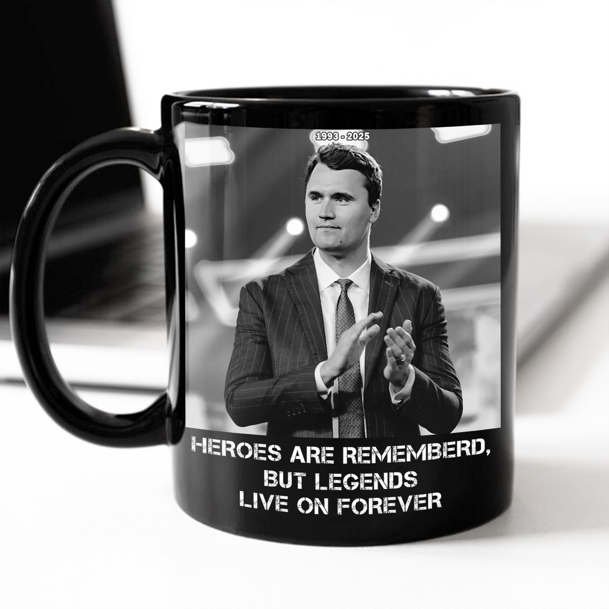 Pray For Charlie Kirk - Legends Live On Forever Black Mug LM32 65407