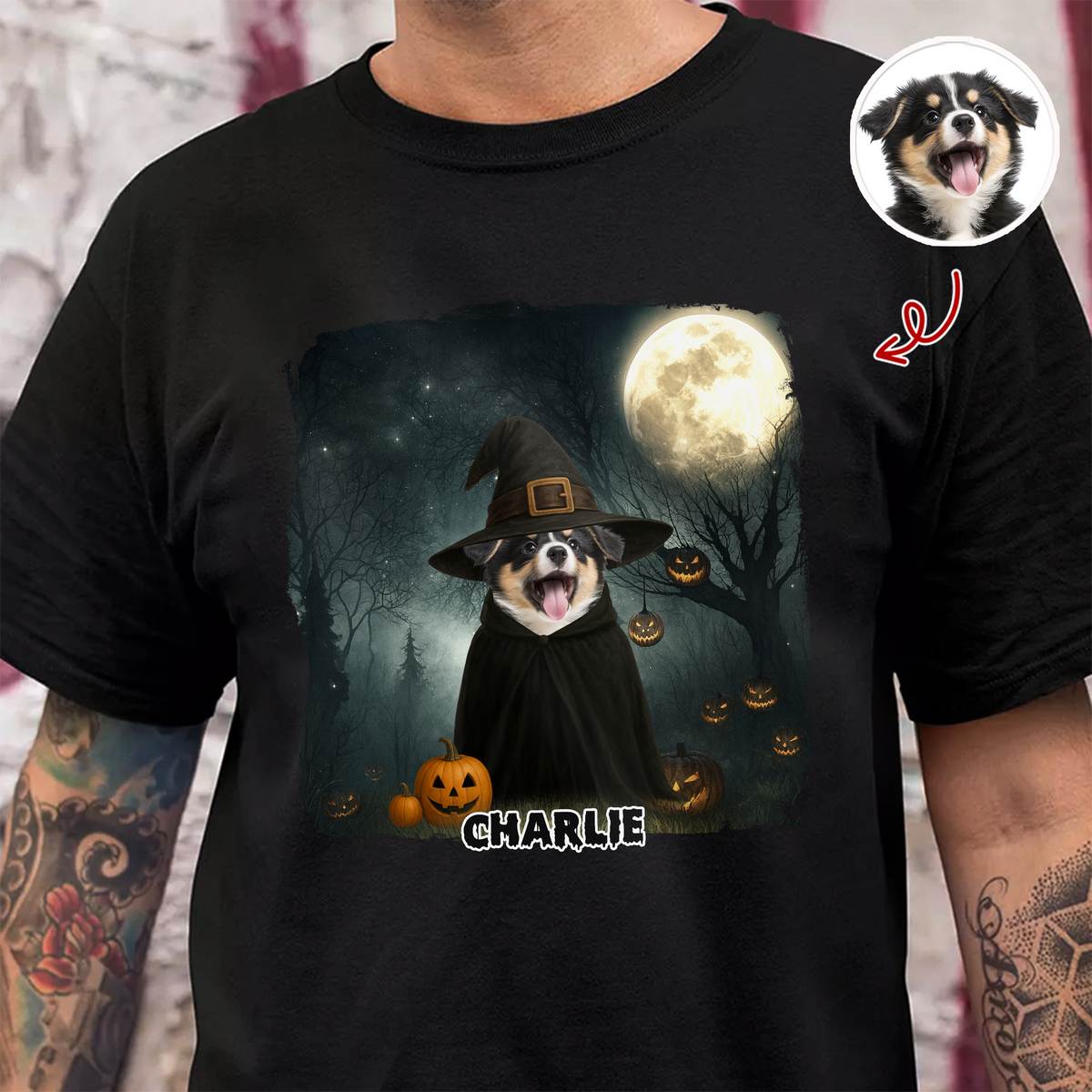 Halloween Cute Peeking Dog On Moon Light Personalized Dark Shirt CH07 899440