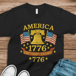 Anniversary Liberty Bell Embroidered Effect Dark Shirt America 250th Anniversary Shirt CH07 899188