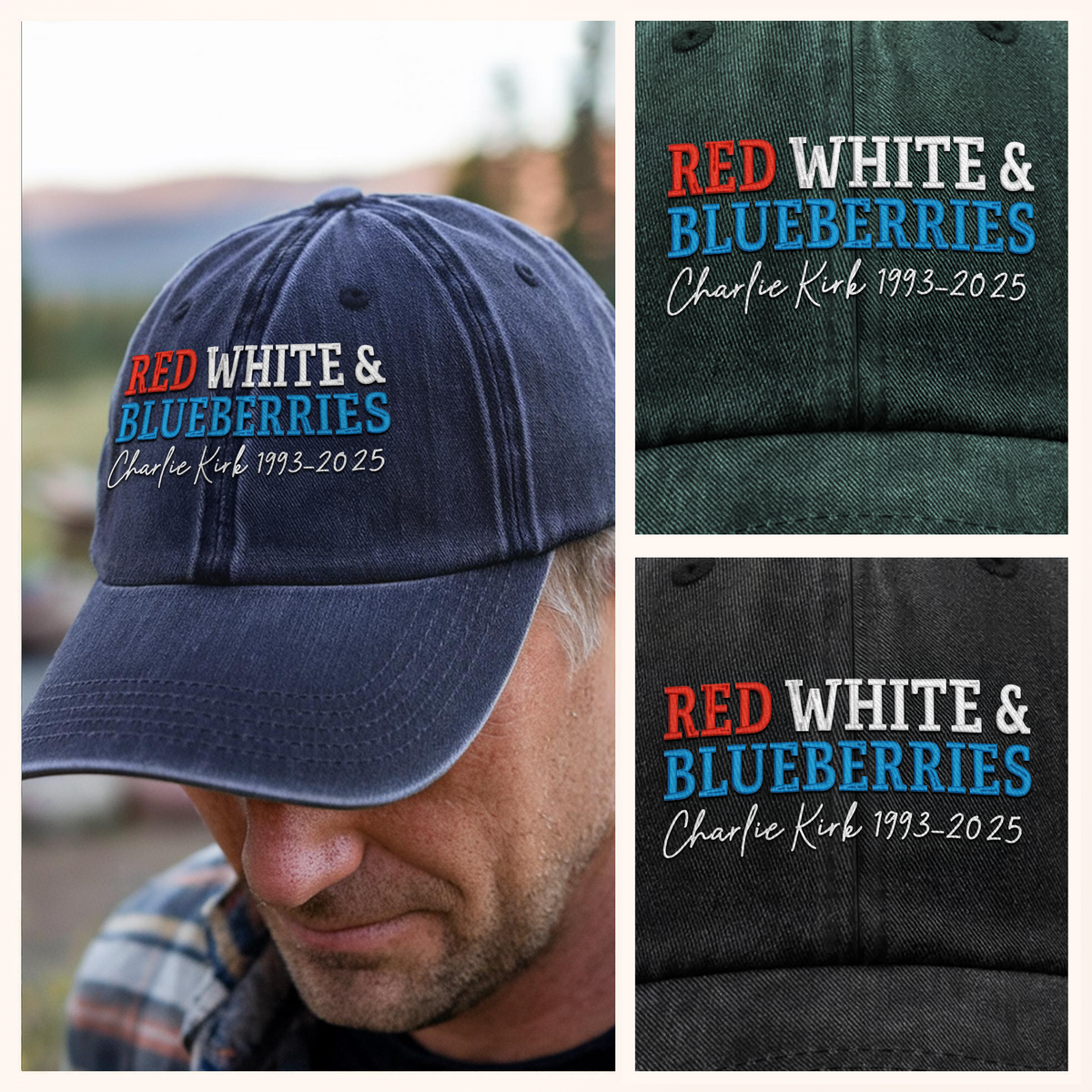 Red, White & Blueberries Charlie Kirk Embroidered Baseball Cap LM32 65747