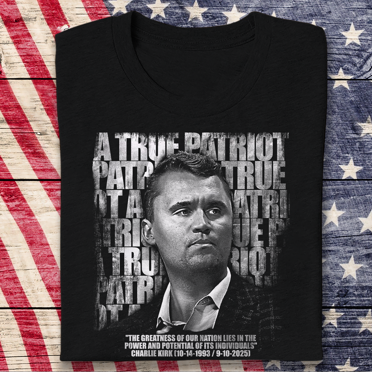 Charlie Kirk Memorial – A True Patriot Tribute Remembrance Dark Shirt LM32 65525