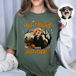 No Tricks Just Treats Custom Halloween Dog Photo Comfort Color Shirt CH07 899448