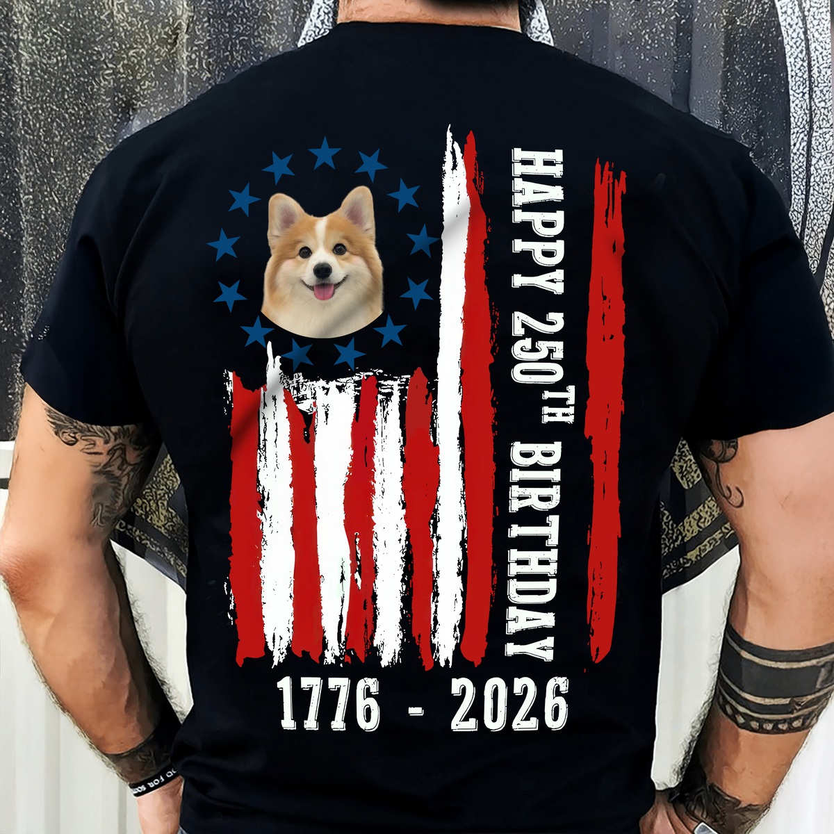Custom Dog Photo Happy 250 Years Of Freedom Patriot Backside Shirt LM32 895217