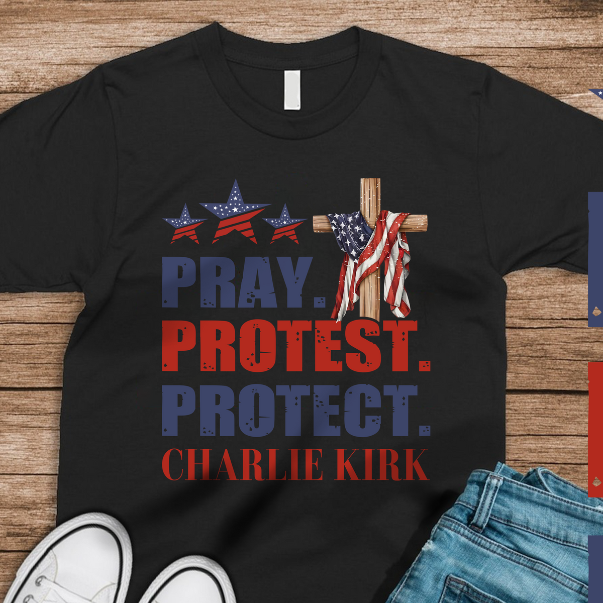 Pray Protest Protect Charlie Kirk Memorial Dark Shirt LM32 65471