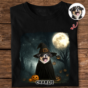 Halloween Cute Peeking Dog On Moon Light Personalized Dark Shirt CH07 899440