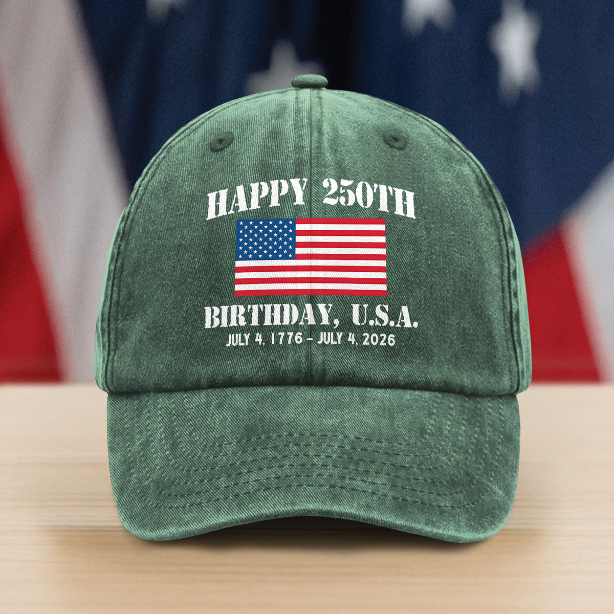 Happy 250th Birthday USA Patriotic 4th Of July Washed Denim Baseball Cap HO82 900372