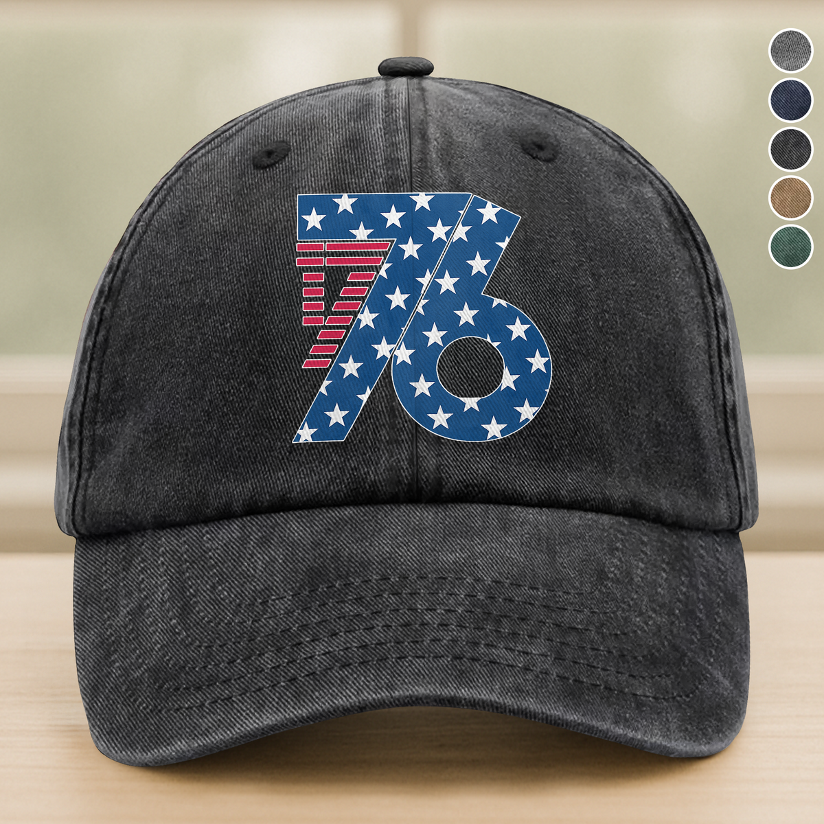 1776 America Patriotic Independence Day Washed Denim Baseball Cap HO82 900362