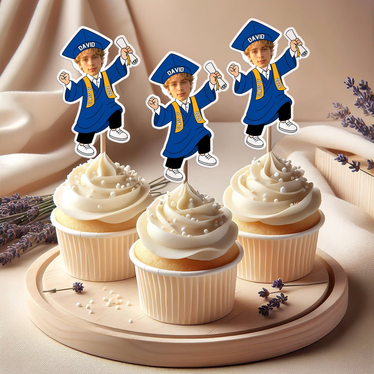Custom Funny Face Class of 2026 Graduation Cupcake Toppers, Personalized Grad Party Decor CH07 896786