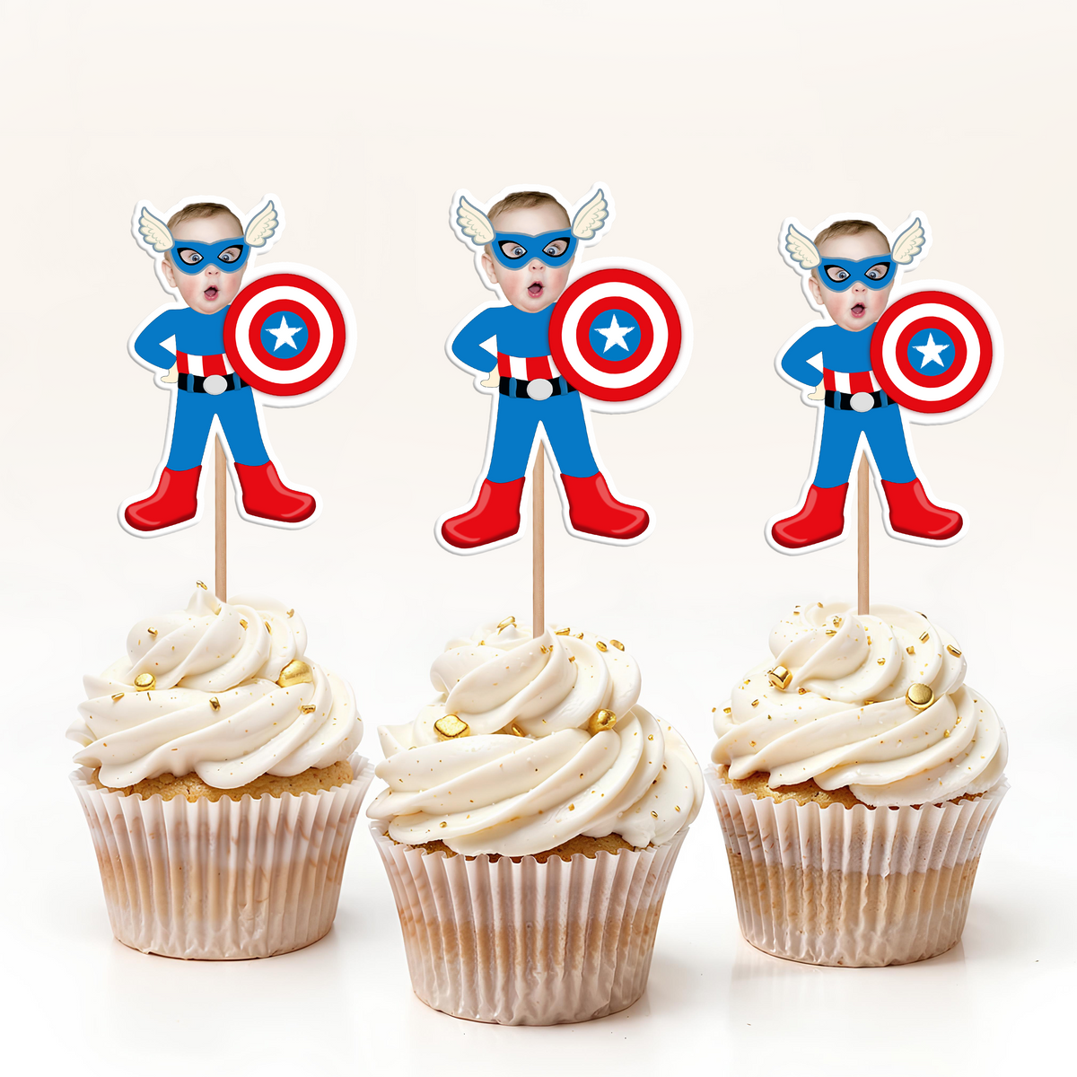 Custom Superheroes Photo Cupcake Toppers Peronalized Birthday Gift CH07 895348