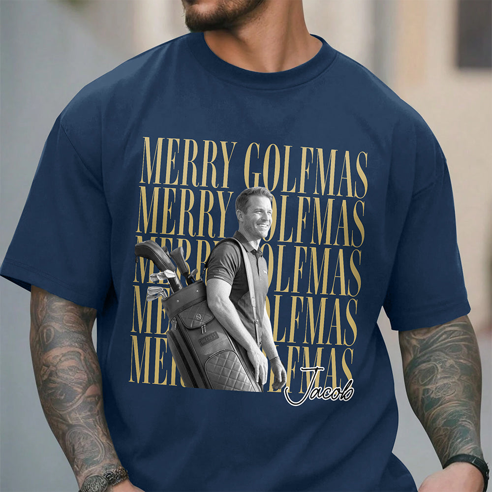 Personalized Vintage Photo Merry Golfmas Comfort Shirt Gift for Golf Lovers HA75 922118