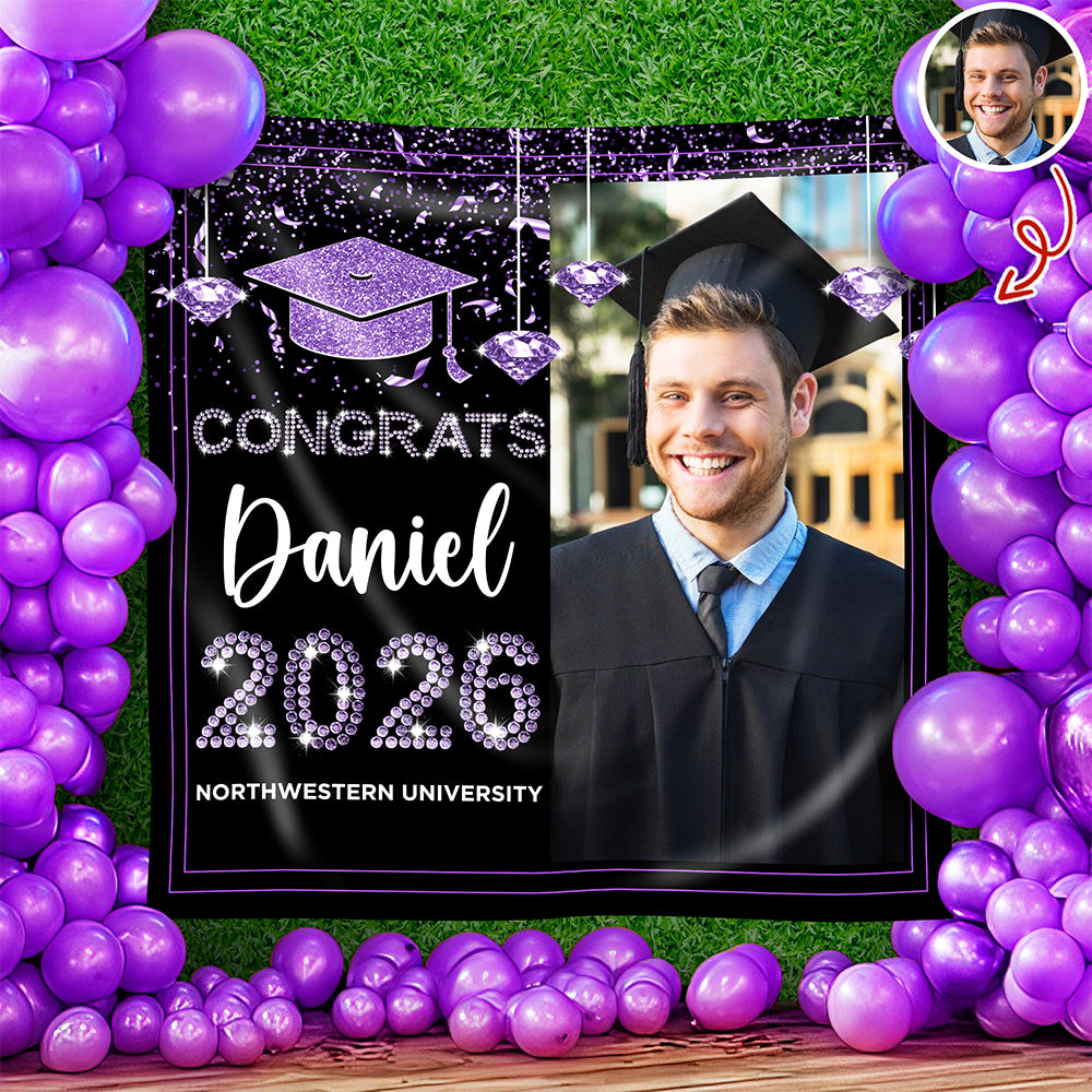 Personalized Congrats Class Of 2026 Backdrop Graduation Party Decor CH07 910824