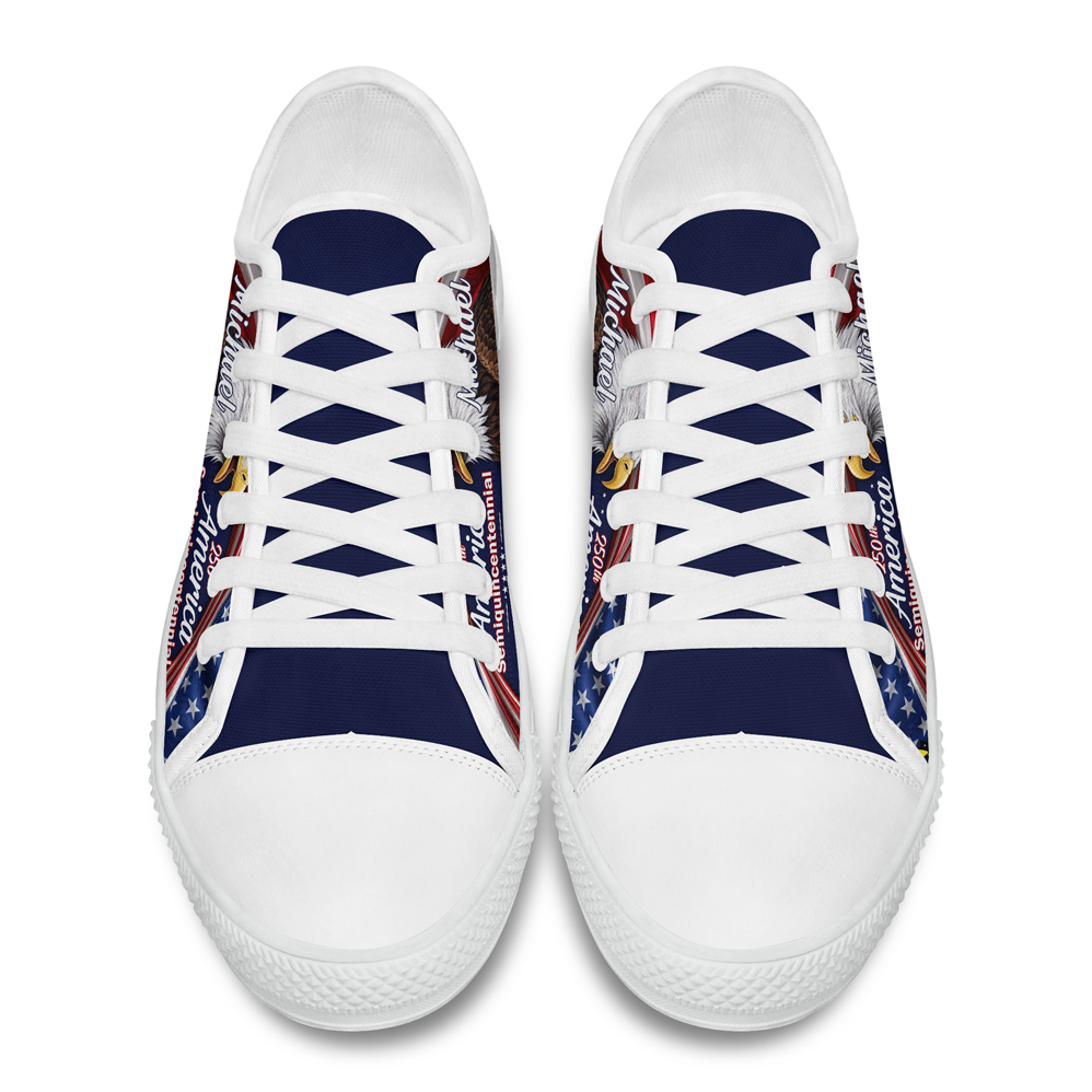 Custom Name American Pride Patriotic 250th Anniversary Eagle Canvas Shoes HA75 921048