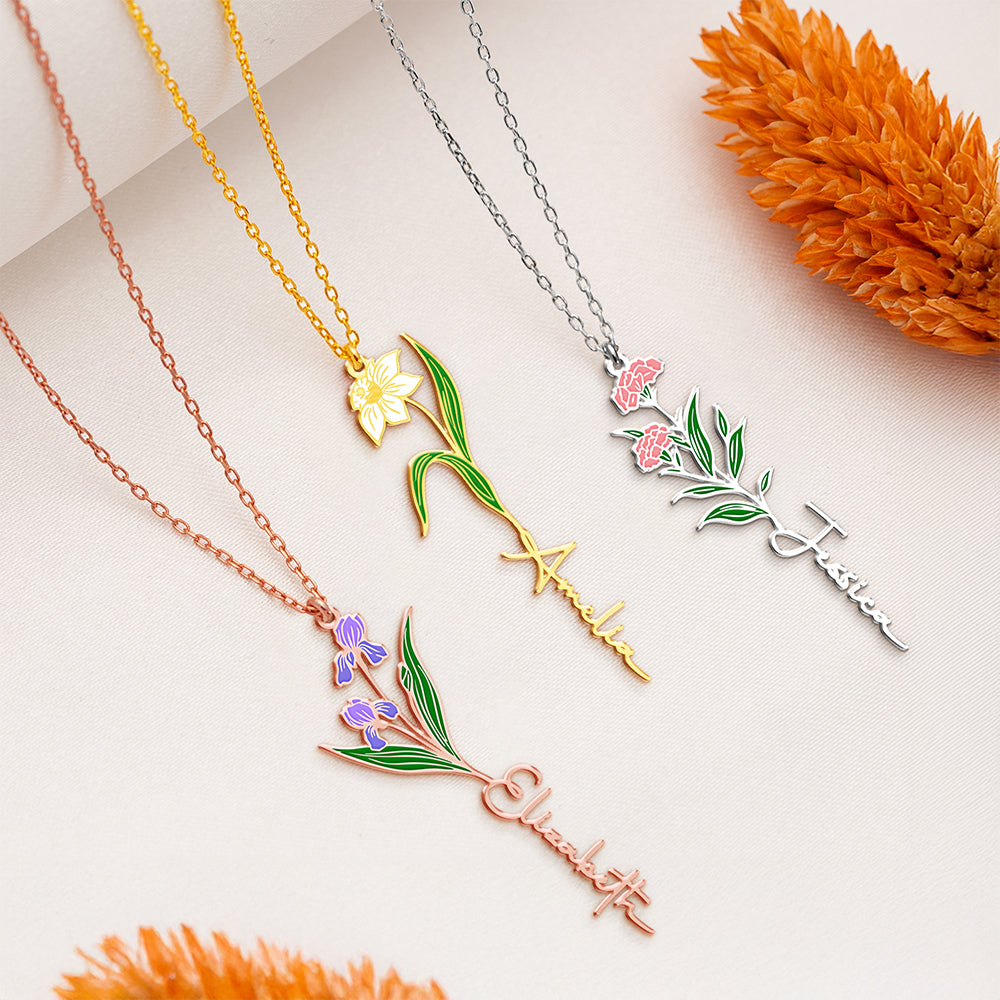 Personalized Special Flower Graceful Shape Necklace For Mother's Day LM32 893417
