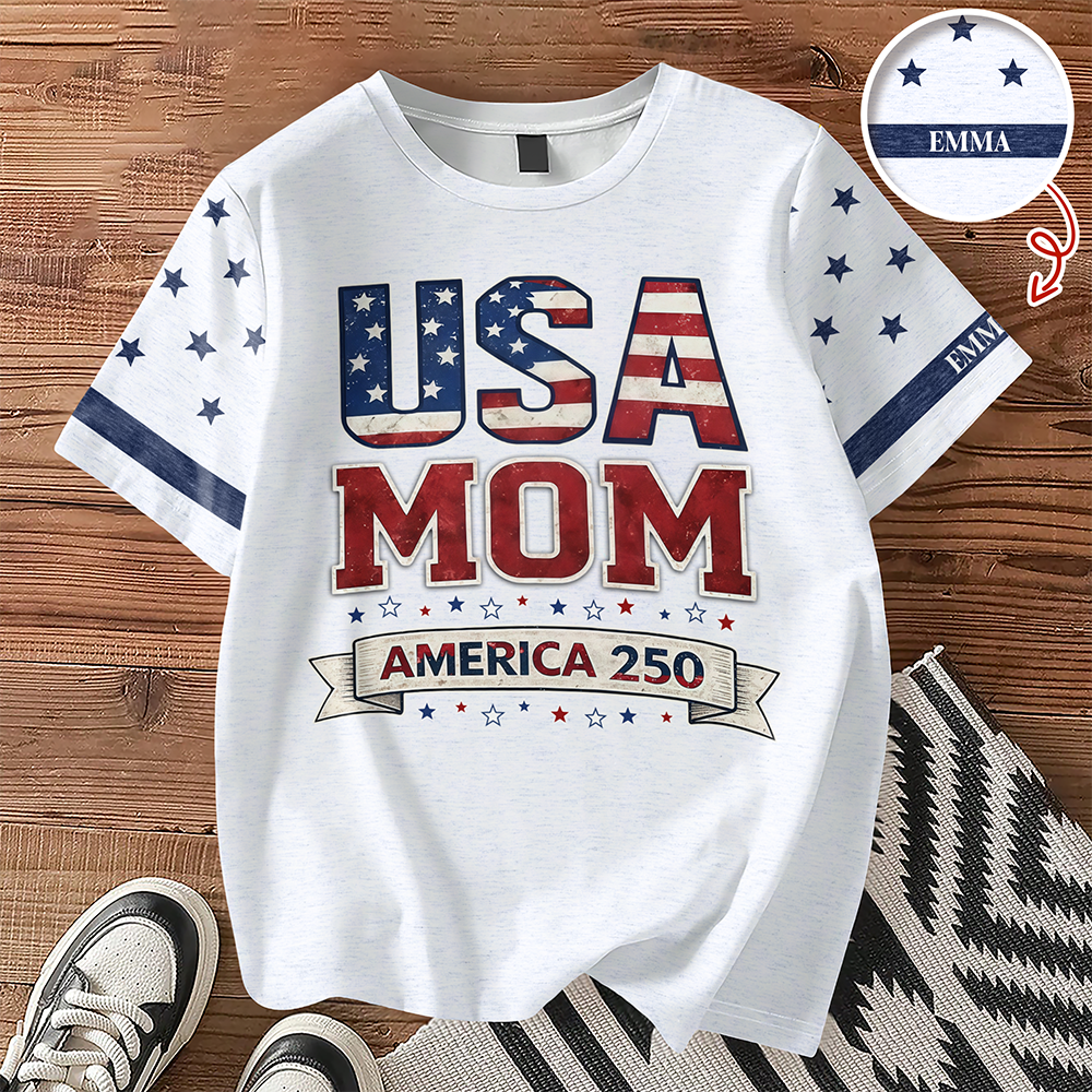 Custom Name USA Mom With America 250 AOP Shirt HO82 901914