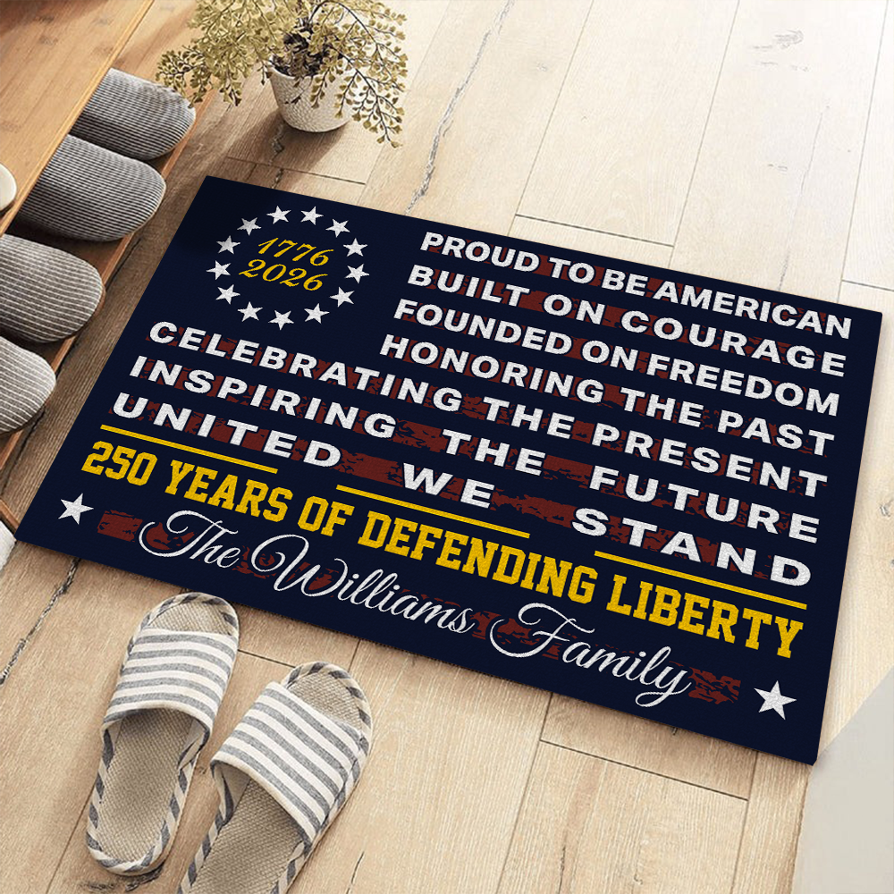 Custom Family Name Proud To Be An America Defending Freedom Since 1776 Doormat LM32 899223