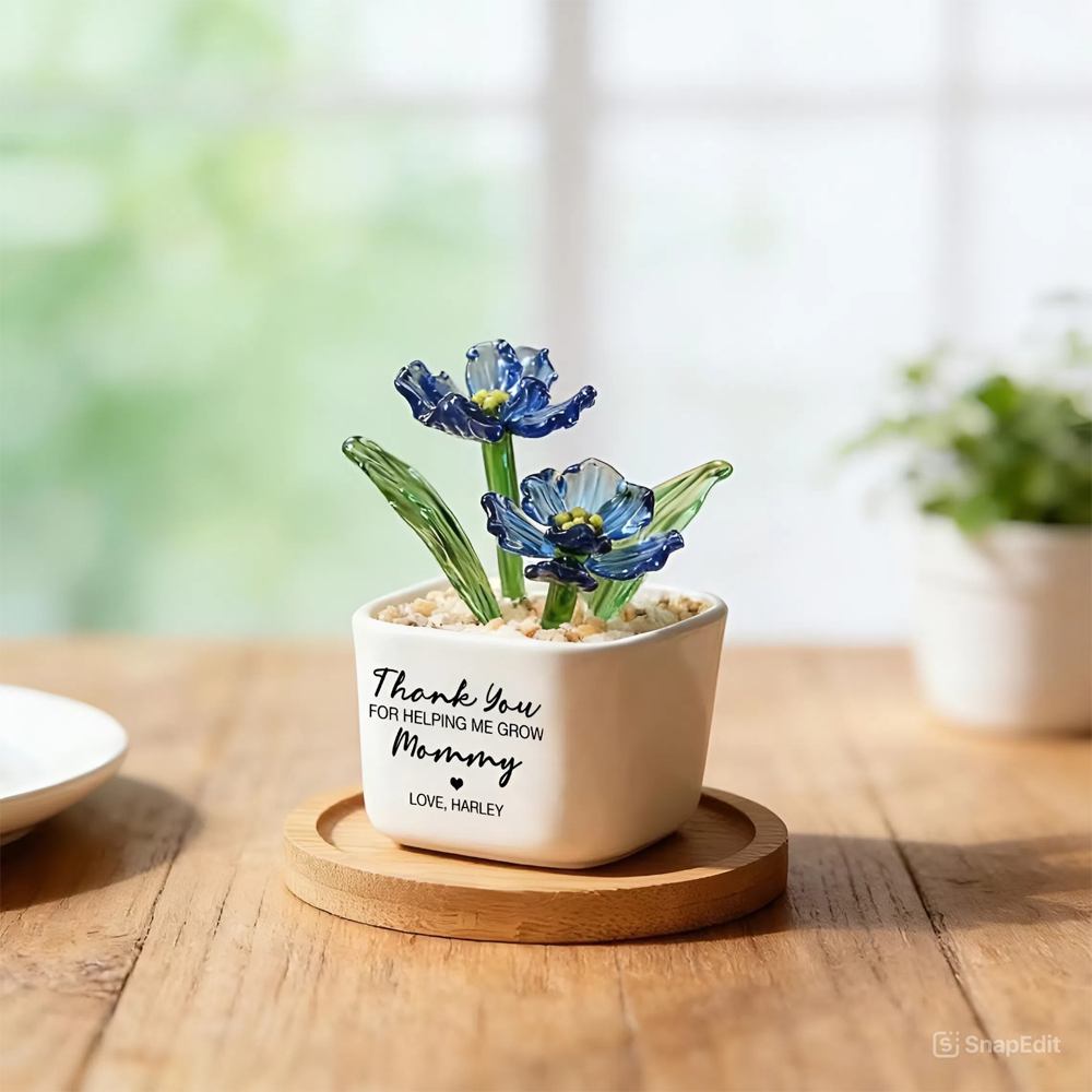 Personalized Tulip Glass Flower Pot - Unique Birthday Gift For Mother, Happy Mother's Day HA75 920800