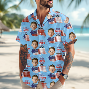 Custom Photo Best Daddy Ever America Flag Hawaiian Shirt Independence Day Gift CH07 895690