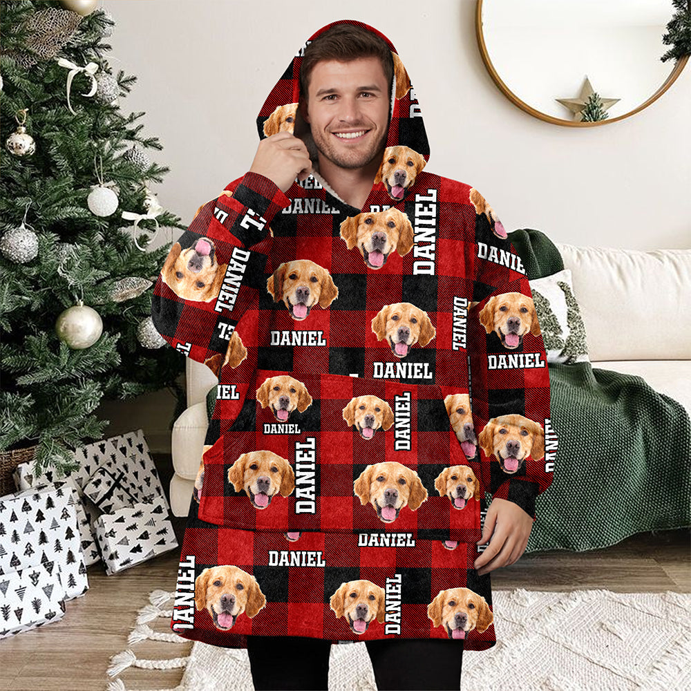 Custom Photo Name Dog Hoodie Blanket For Dog Lovers HA75 898232