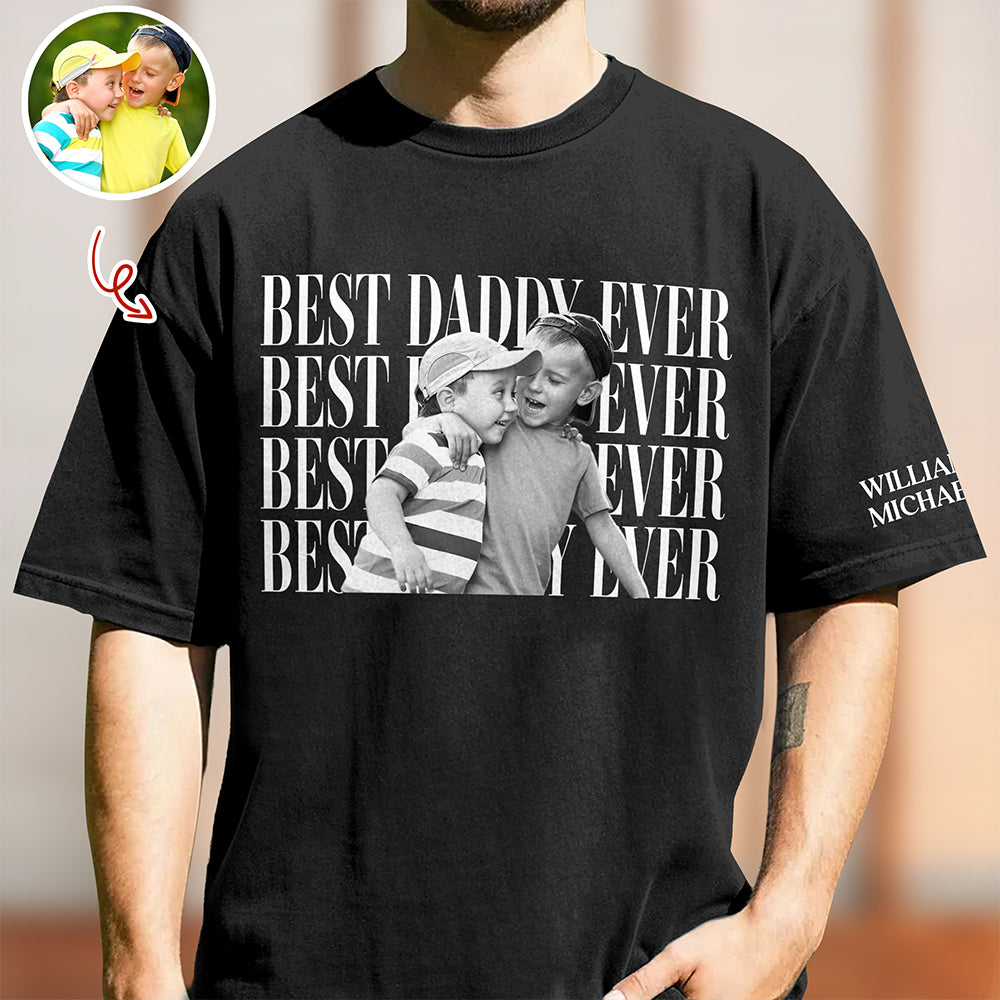 Personalized Vintage Photo Best Dad Mom Ever Short Sleeve Print Shirt HA75 921588