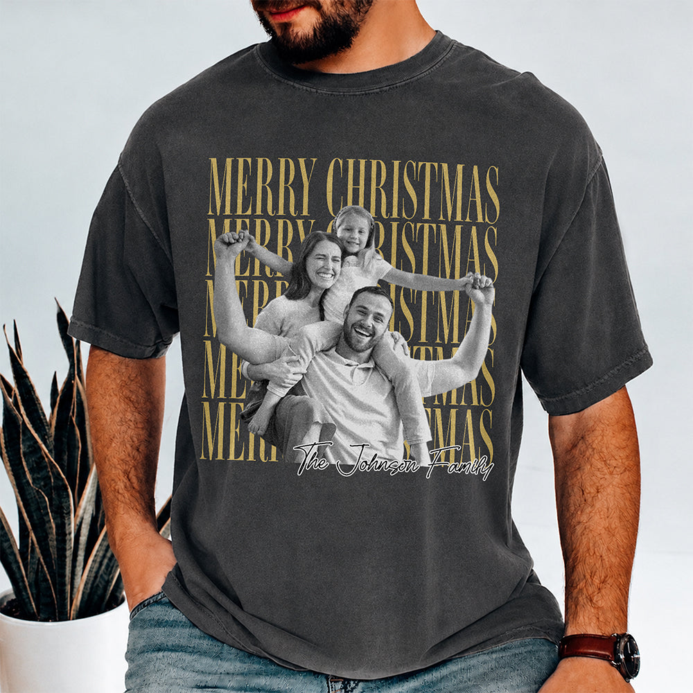 Personalized Vintage Photo Merry Christmas Comfort Shirt, Custom Family Holiday Gift HA75 922114