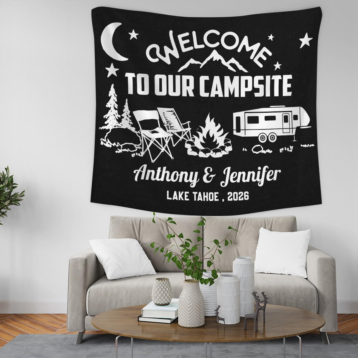 Personalized Welcome To Our Campsite Camping Tapestry, Gift For Camping Lovers HO82 903076
