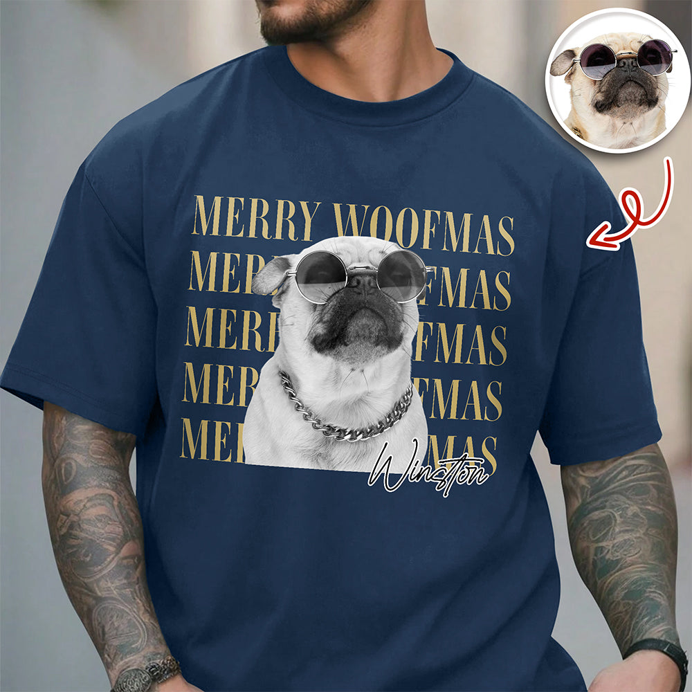 Personalized Vintage Dog Cat Photo Merry Christmas Comfort Shirt Gift For Dog Lovers HA75 922110