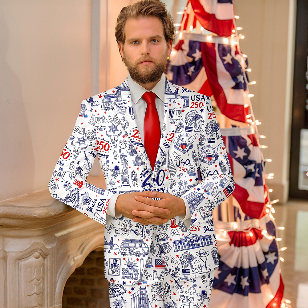 USA 250th Anniversary Patriotic Men's Suit HA75 920740