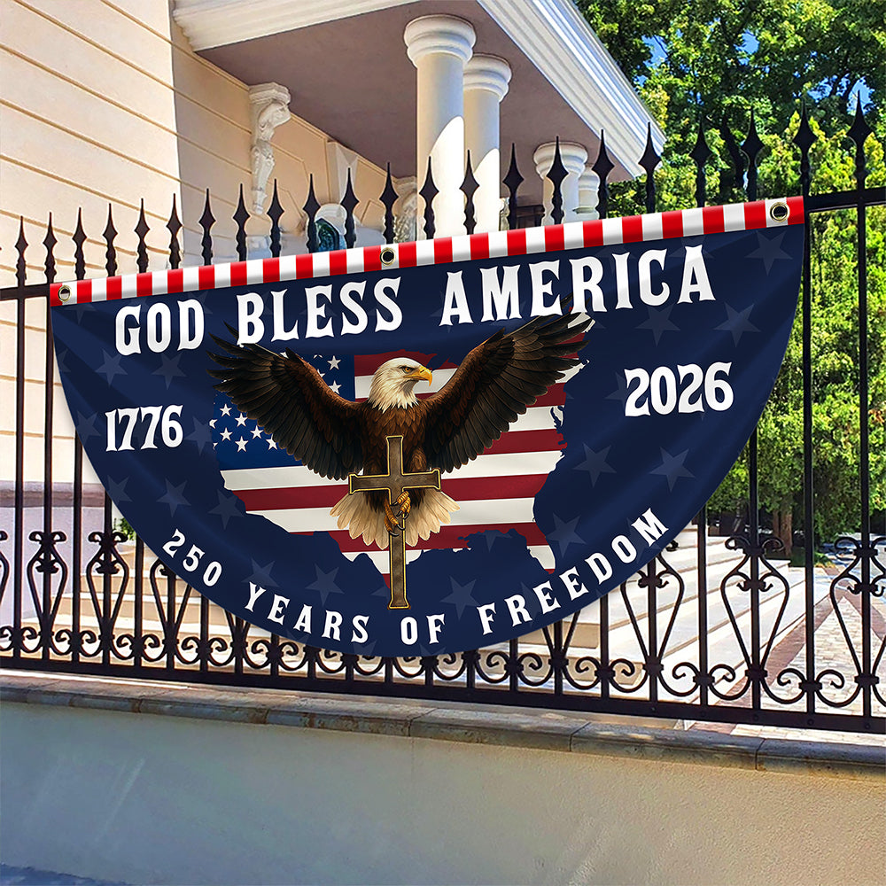 God Bless America 1776-2026 250 Years Of Freedom Eagle Non-Pleated Fan Flag HO82 902770