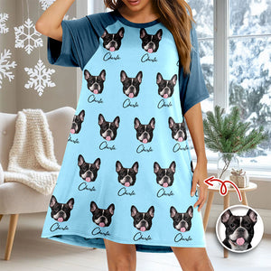 Custom Pet Portrait Raglan Nightgown – Personalized Dog/Cat/Person Photo & Name Gift TH10 898041