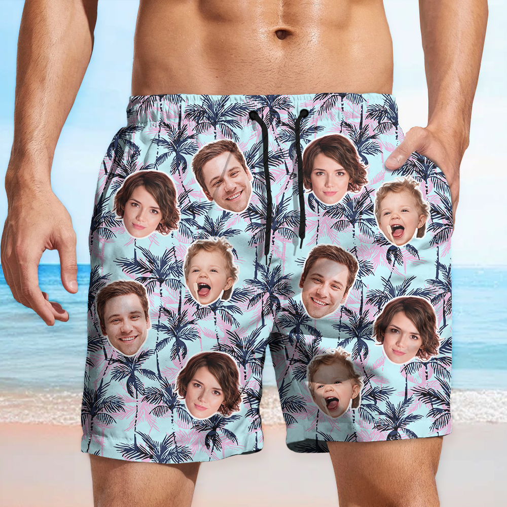 Custom Human Face Photo On Family Beach Short TH10 892649