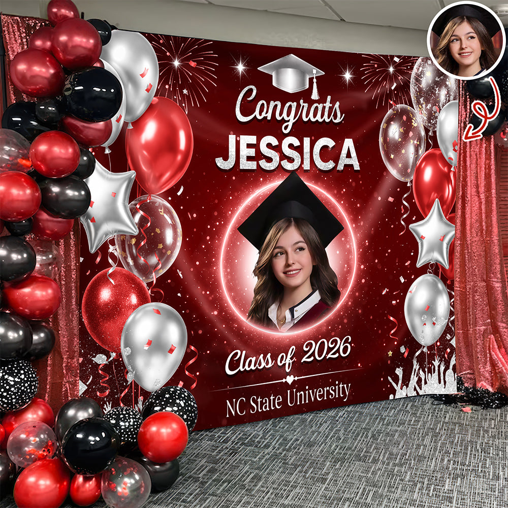 Custom Photo Graduation Party Backdrop – Personalized Celebration Decor HO82 902002