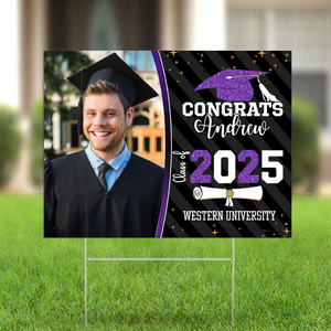 Congrats Class of 2025 Custom Image Yard Sign - Graduation Day, Senior Gift 889869