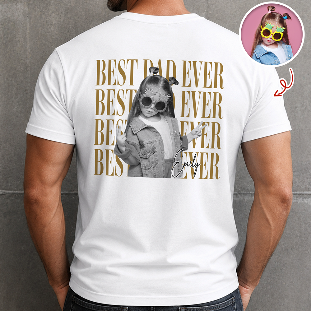 Personalized Vintage Photo Best Dad Mom Ever Family Bright Back Shirt HA75 921460
