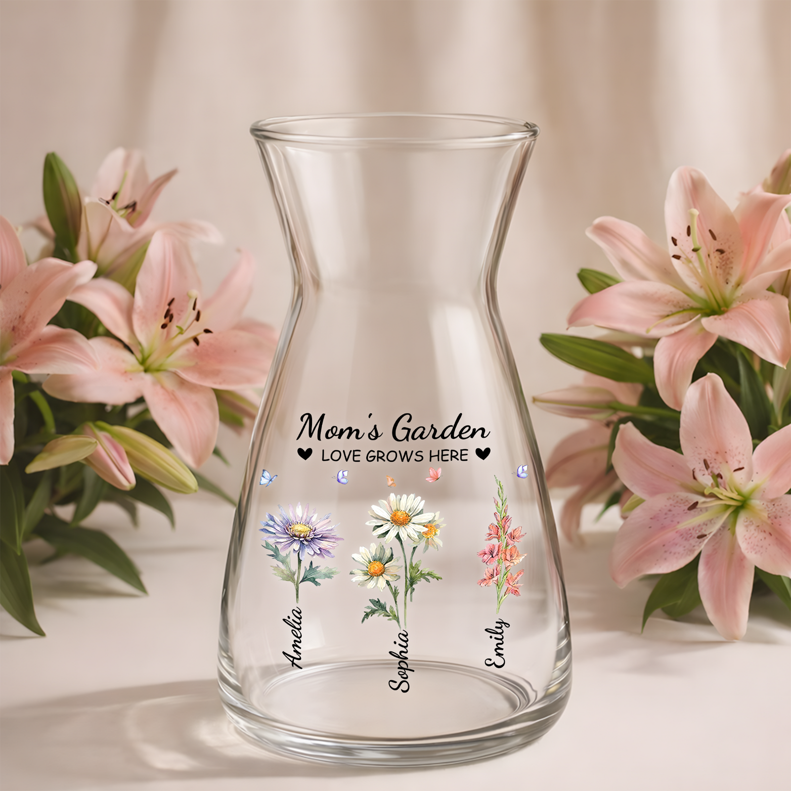 Custom Name Mom's Garden Love Grows Here Glass Vase - Personalized Mother’s Day Gift CH07 911234