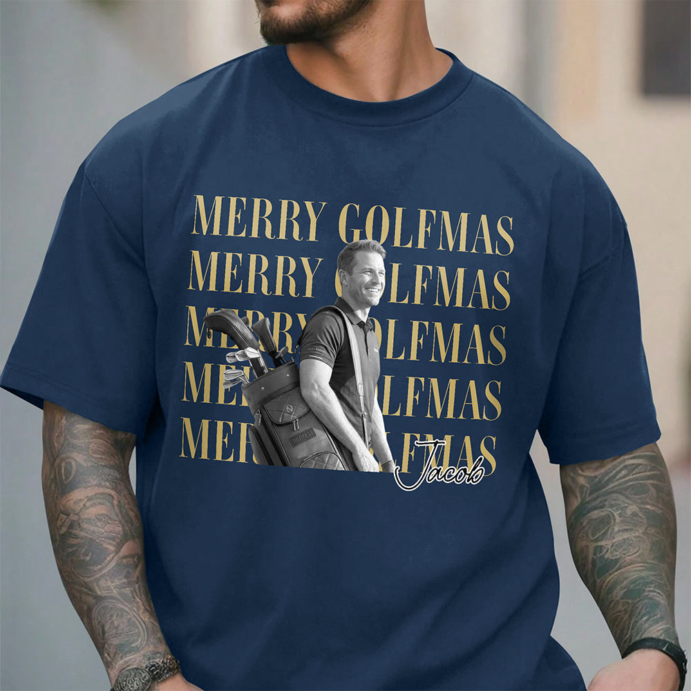 Personalized Vintage Photo Merry Golfmas Comfort Shirt Gift for Golf Lovers HA75 922118
