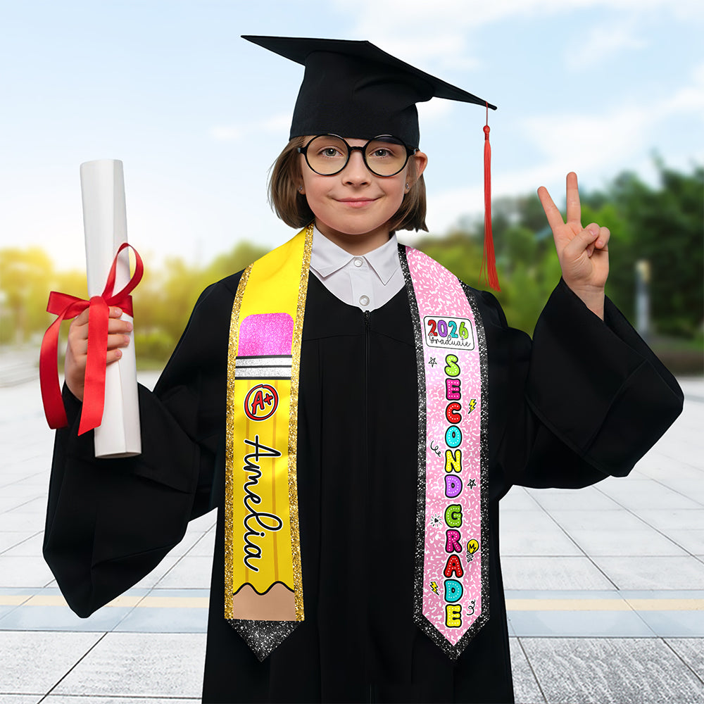 Personalized Cute Pencil 2026 Graduation Kid Stole HO82 901632