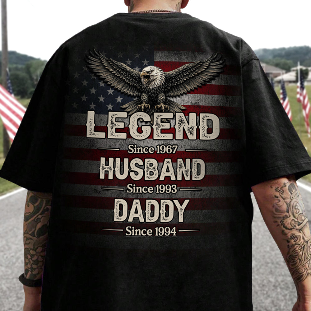 Personalized Legend, Husband, Daddy since American Flag Back Dark Shirt - Father's Day Gift HA75 920860