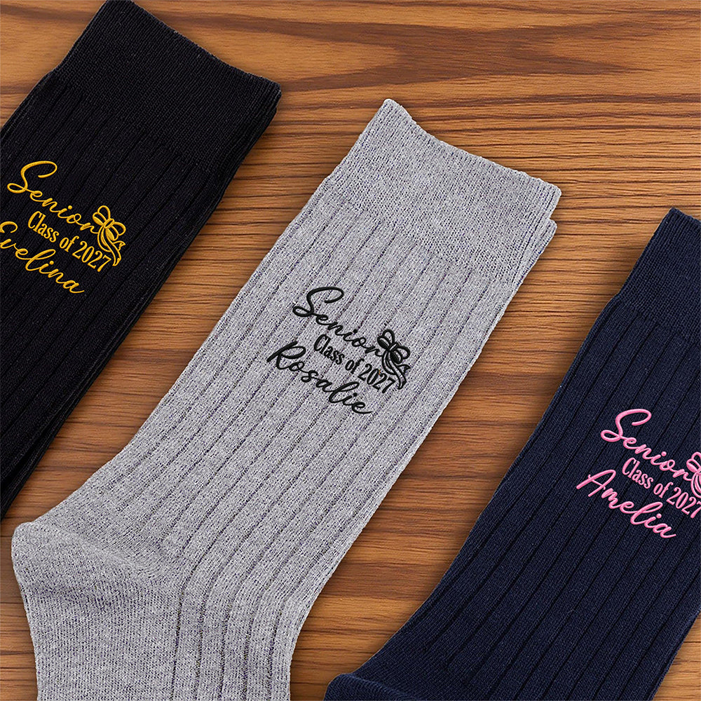 Personalized Name Senior - Class of 2027 Embroidered Socks HA75 922094