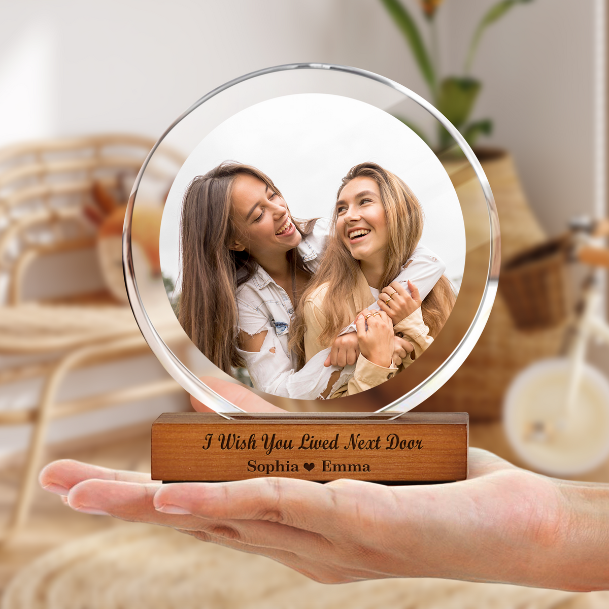 Custom Besties Photo Round Acrylic Frame Block Gift For Sister Besties BFF CH07 896054
