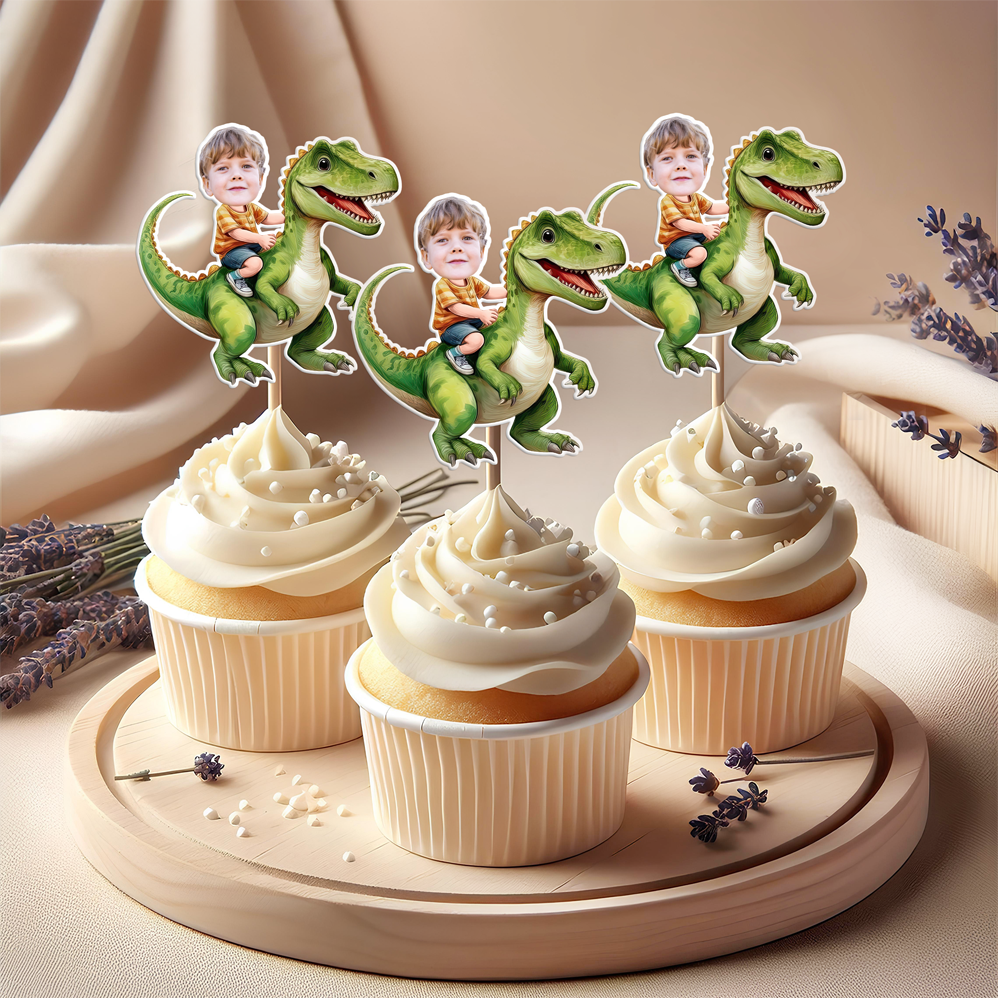 Custom Dinosaur Face Cupcake Toppers Dinosaur Birthday Decor HA75 892114