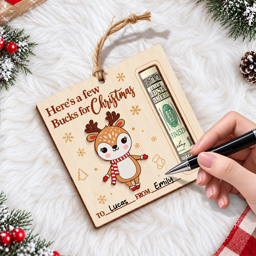 Personalized Reindeer Christmas Wooden Money Holder Ornament Cute Holiday Gift HO82 904228