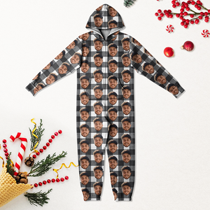 Custom Face Photo With Christmas Pattern Onesie Pajamas HO82 893224