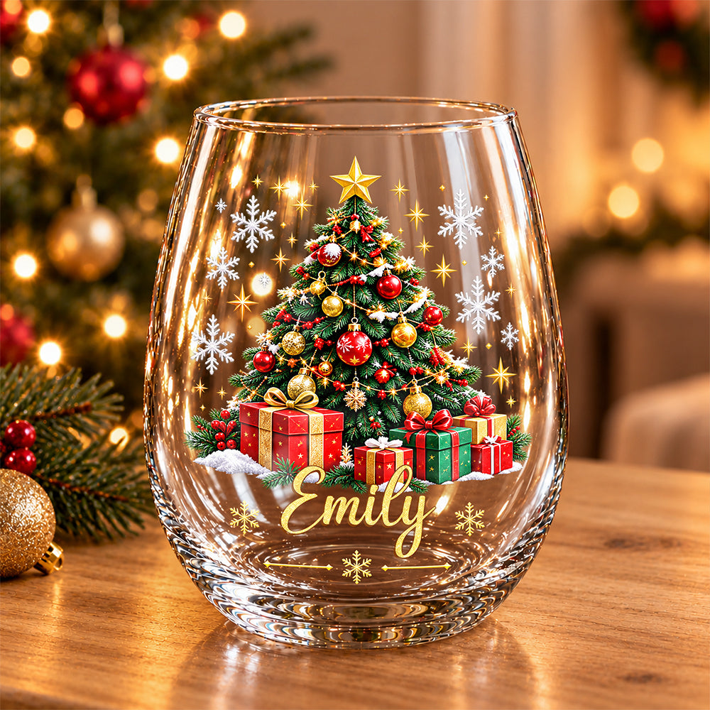 Personalized Christmas Stemless Wine Glass Gift For Family CH07 180970