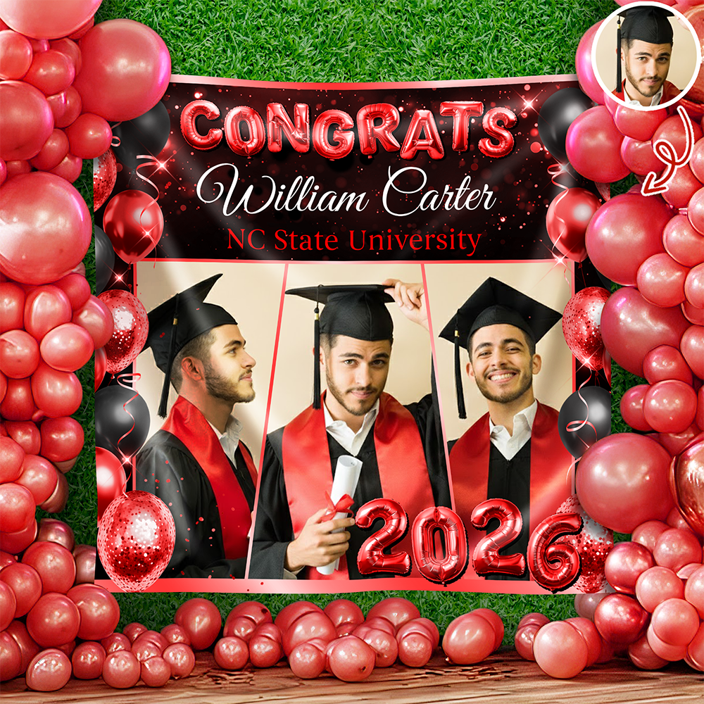 Custom Photo Congrats 2026 Graduation Balloons Backdrop HA75 920468