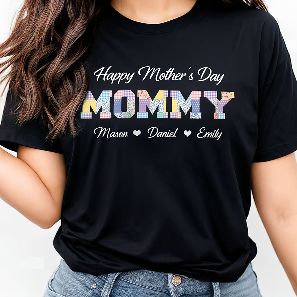 Grandma Title Patchwork Personalized Dark Shirt Happy Mother's Day Gift HA75 920704