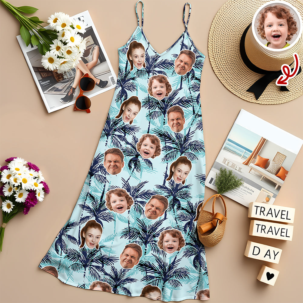 Custom Human Face Photo Tropical Maxi Dress Summer Gift CH07 911024