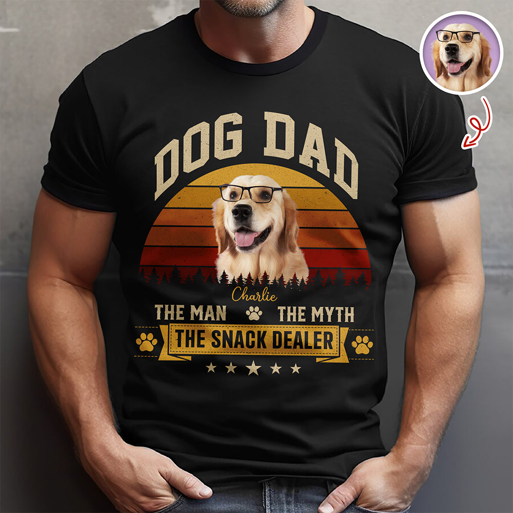 Custom Photo Dog Dad The Man The Myth The Snack Dealer Dark Shirt HO82 902504