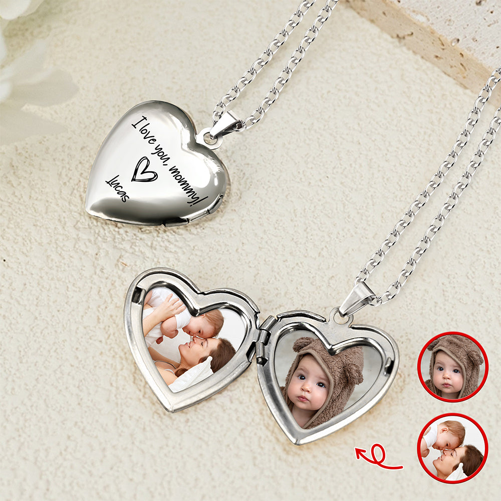 Custom Photo I Love You, Mommy Heart Locket Necklace Mother's day Gift HA75 920702