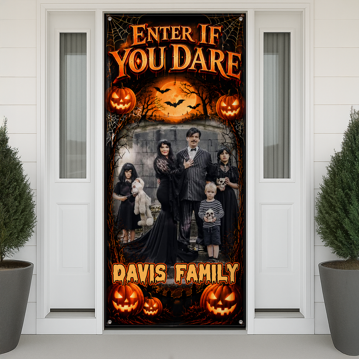 Custom Family Name & Photo Enter If You Dare Halloween Door Cover - Door Decorations HO82 903128