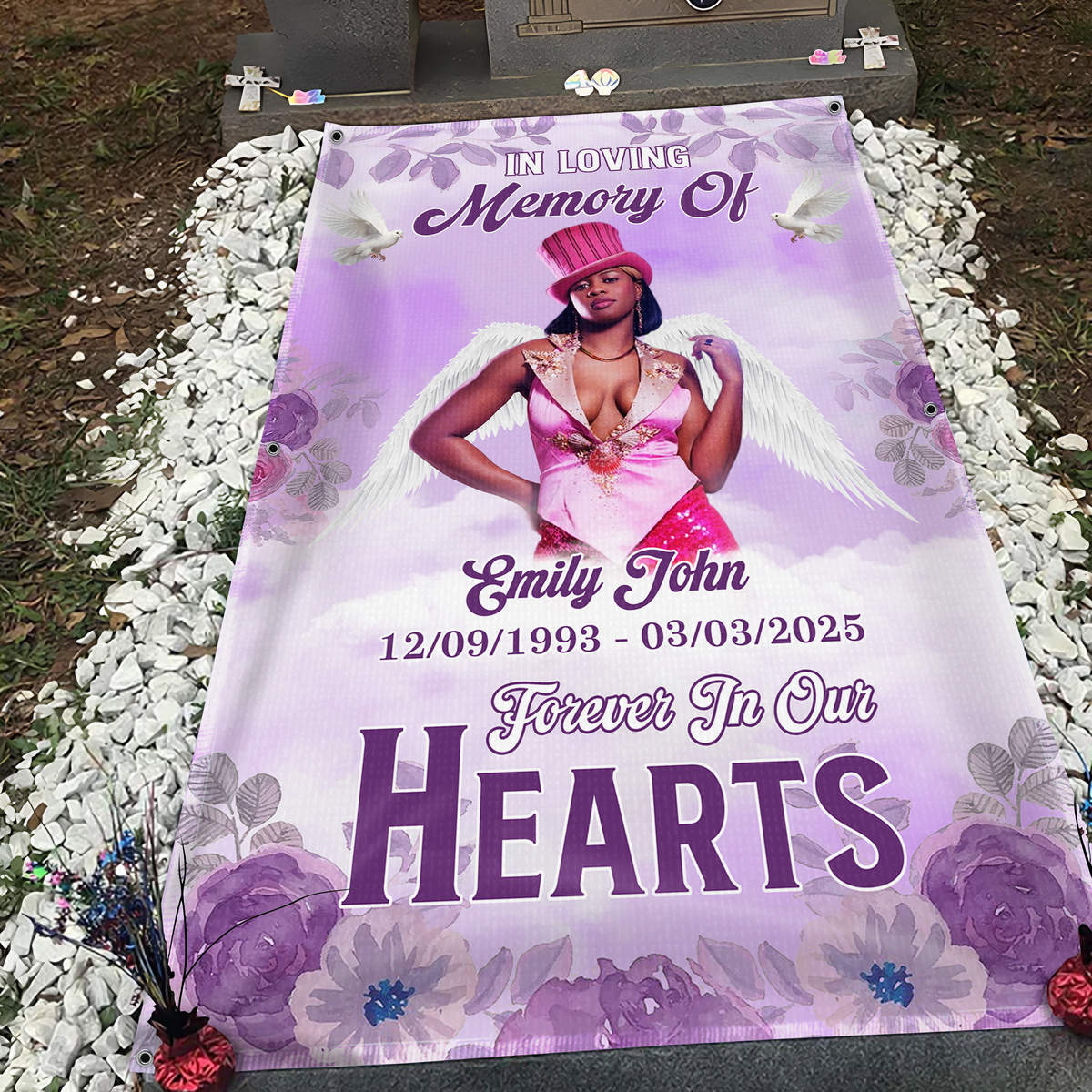 Custom Memorial Photo Forever In My Heart Grave Blanket In Loving Memorial Gift CH07 895396